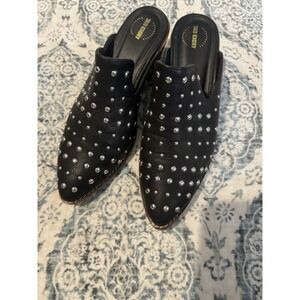 Arider Girl Cara Studded Stacked Heel  Mules  Size 8 Black